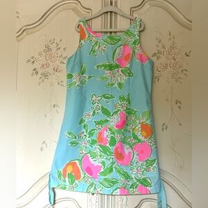 Lilly Pulitzer Girls’ 14 Little Delia Sleeveless Dress Pool Blue Pink Lemonade